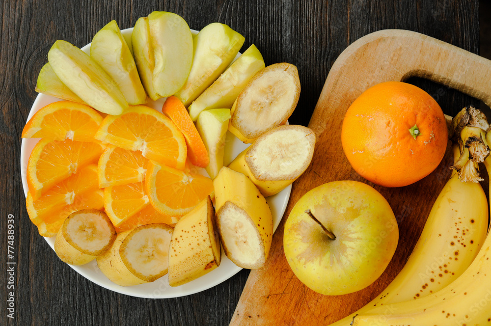 Fresh Organic Fruit Salad on a plate