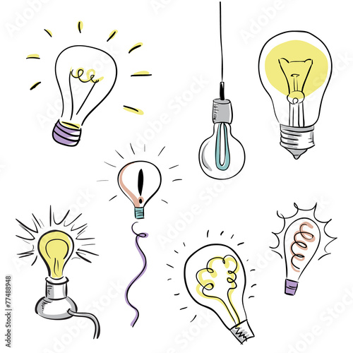Vector Light Bulb Set, sketchy design