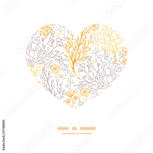 Vector magical floral heart silhouette pattern frame
