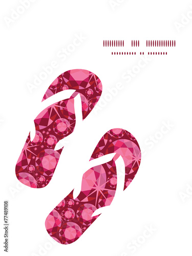 Vector ruby flip flops silhouettes pattern frame