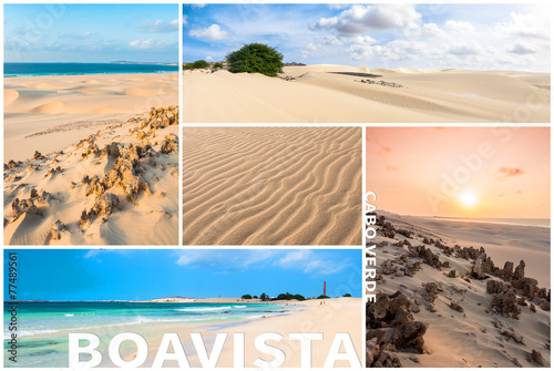 Picture montage of Boavista island landscapes  in Cape Verde arc photo