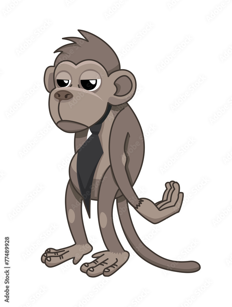 Obraz premium sad monkey in a tie