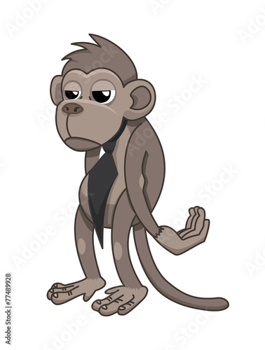 sad monkey in a tie