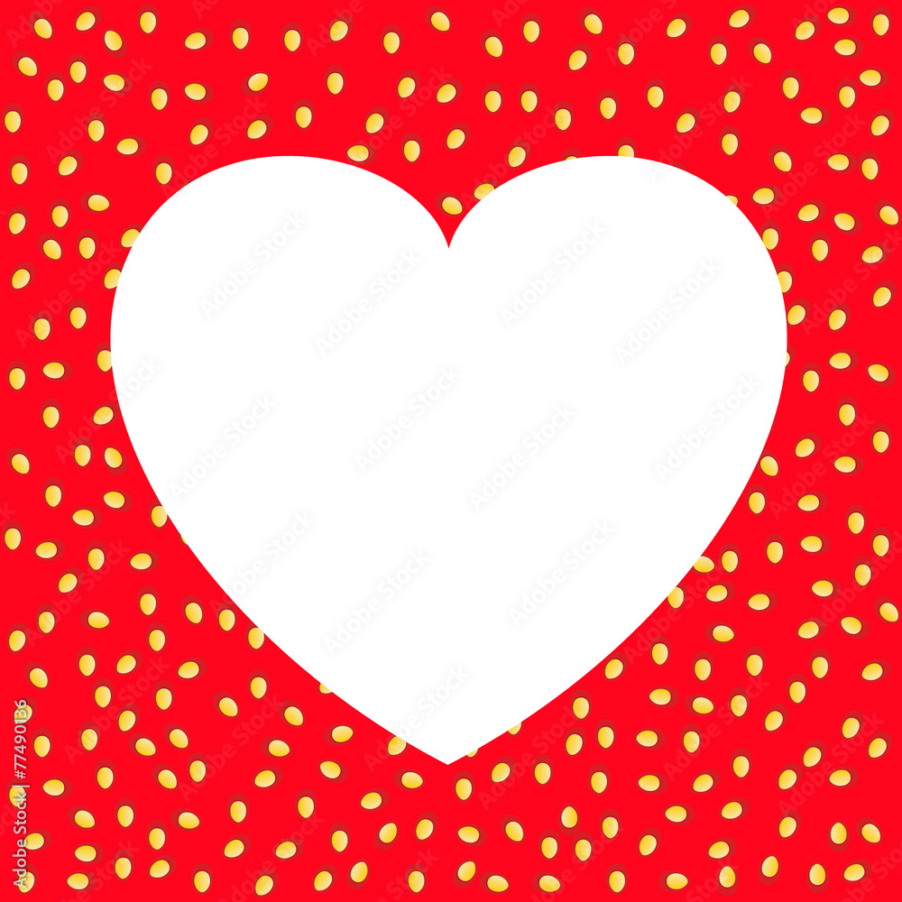 Heart shape in strawberry background.