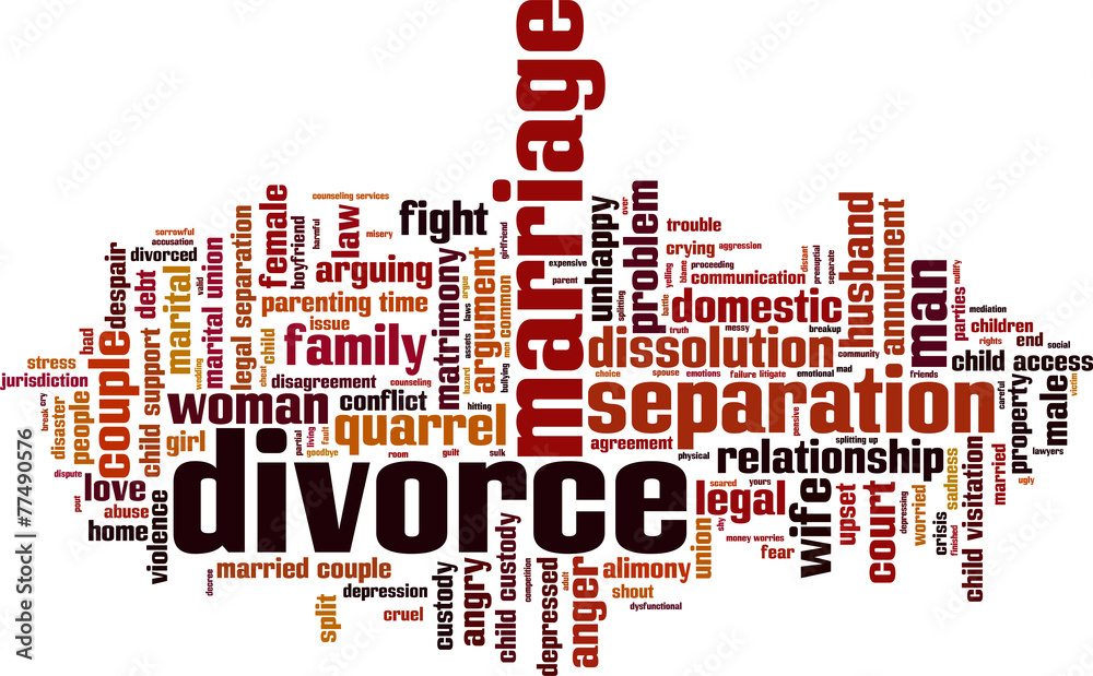 Divorce word cloud concept. Vector illustration Divorce word cloud concept. Vector illustration