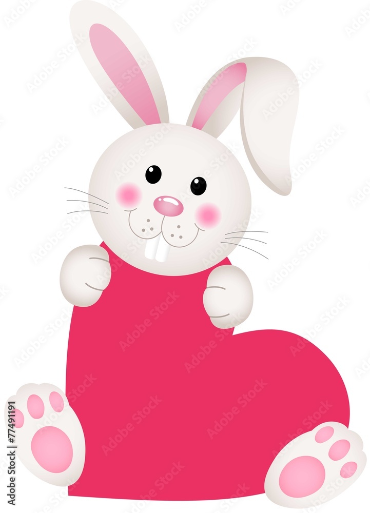 Bunny on heart shaped Bunny on heart shaped