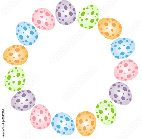 Easter eggs forming a circular frame