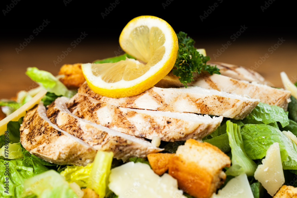 Chicken Caesar Salad Closeup Chicken Caesar Salad Closeup
