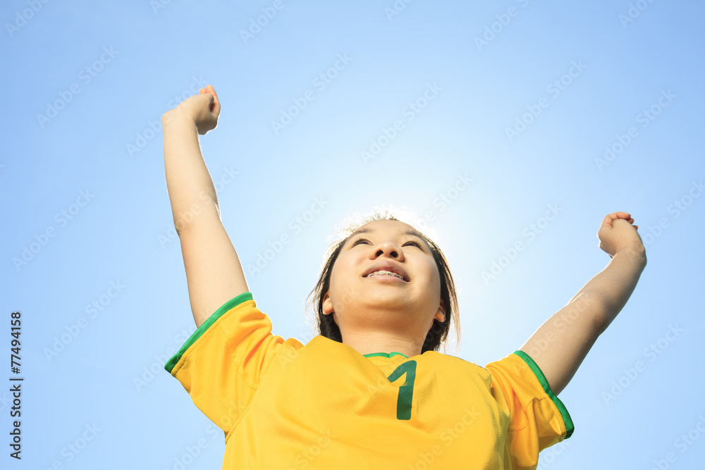 Portrait of young Asian girl with soccer ball. Portrait of young Asian girl with soccer ball.