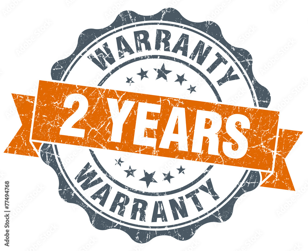 Obraz premium 2 years warranty orange vintage seal isolated on white