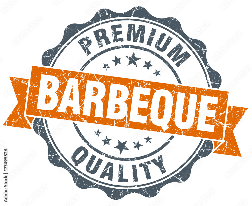 Obraz premium barbeque orange vintage seal isolated on white