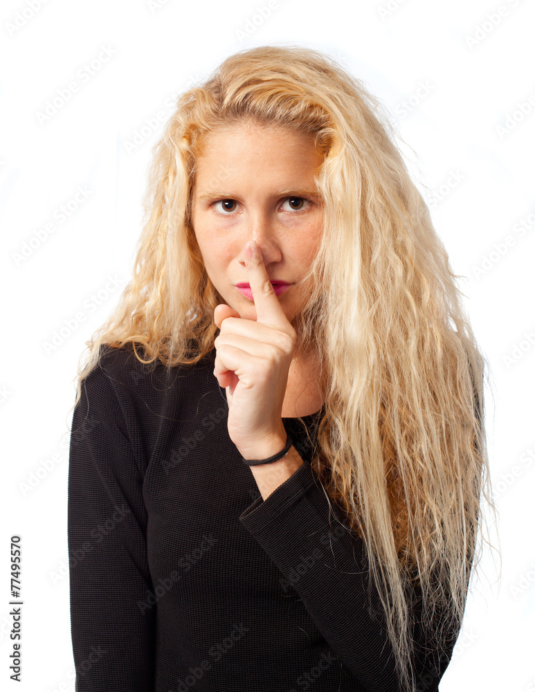 Girl with silence gesture Girl with silence gesture