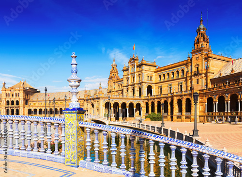 central building from bride at  Plaza de Espana. Seville