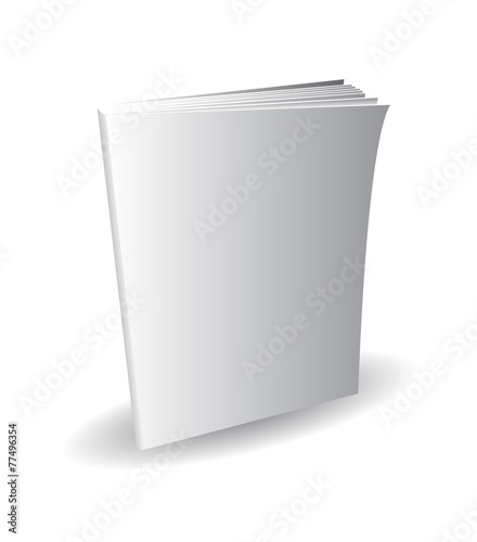 Standing blank magazine, book, isolated.