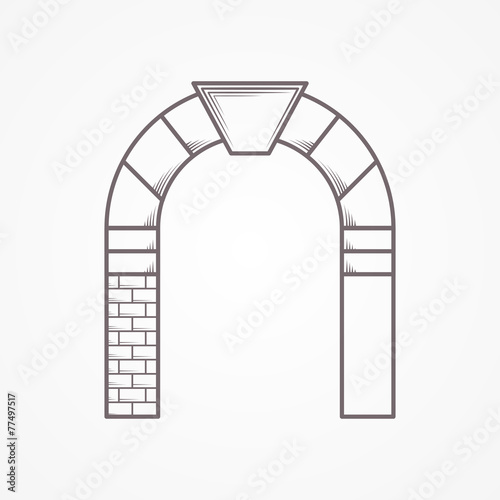 Canvas-taulu Round arch flat line vector icon