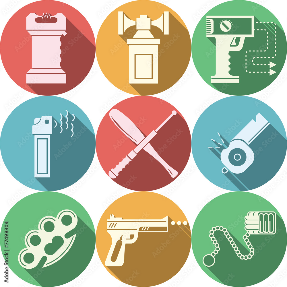 Color vector icons for self defence