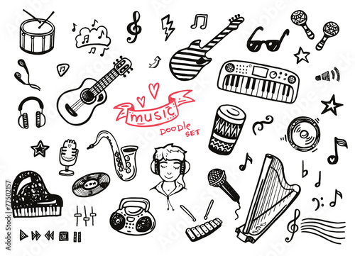 Hand drawn music set.