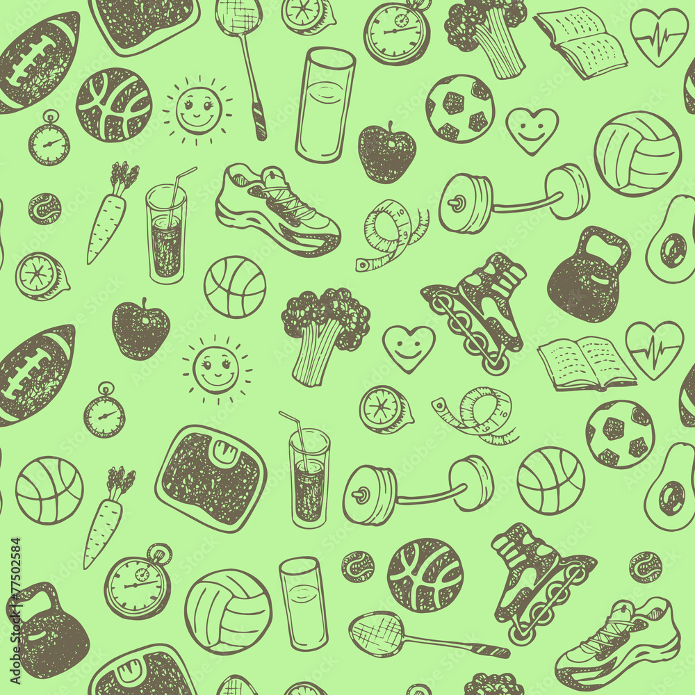 Healthy Lifestyle seamless pattern Healthy Lifestyle seamless pattern
