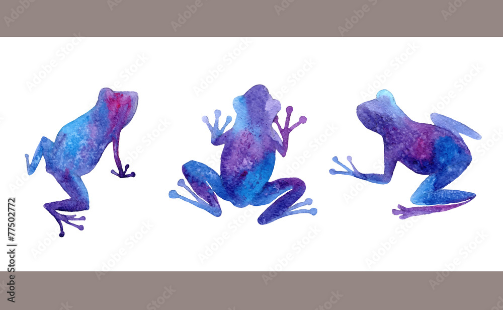 Obraz premium Hand drawn watercolor frogs set