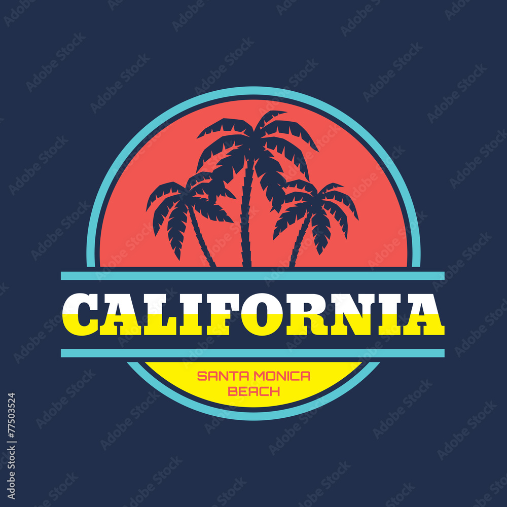 California Santa Monica - vector illustration for T-Shirt print