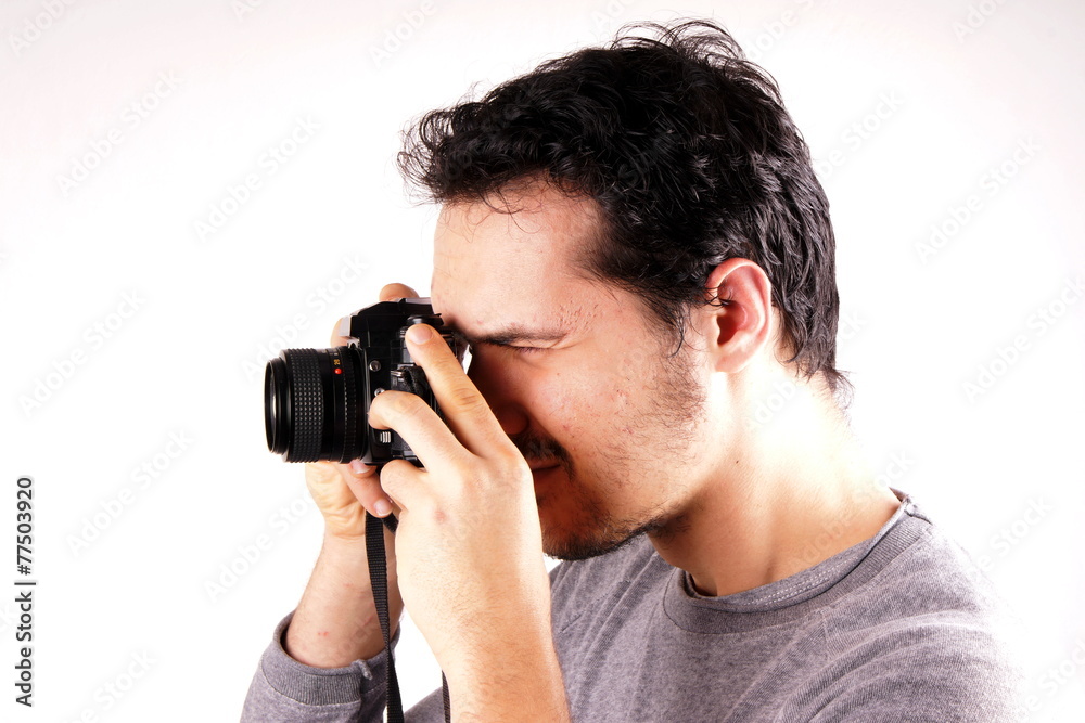 Man with analogic camera Man with analogic camera