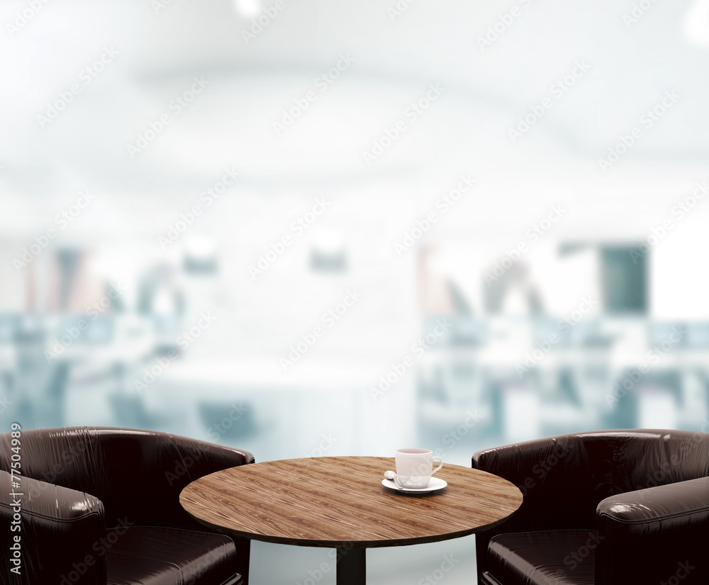 Wood Table Top Background In Office 3d render Wood Table Top Background In Office 3d render