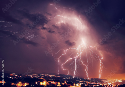 Beautiful lightning at night