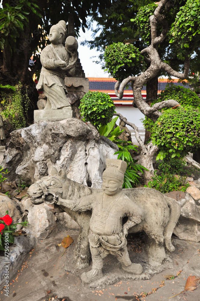Chinese stone statues at Wat Pho ,Bangkok, Thailand