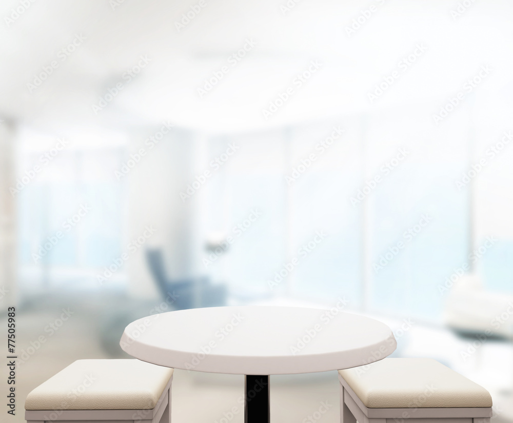 Wood Table Top Background In Office 3d render Wood Table Top Background In Office 3d render