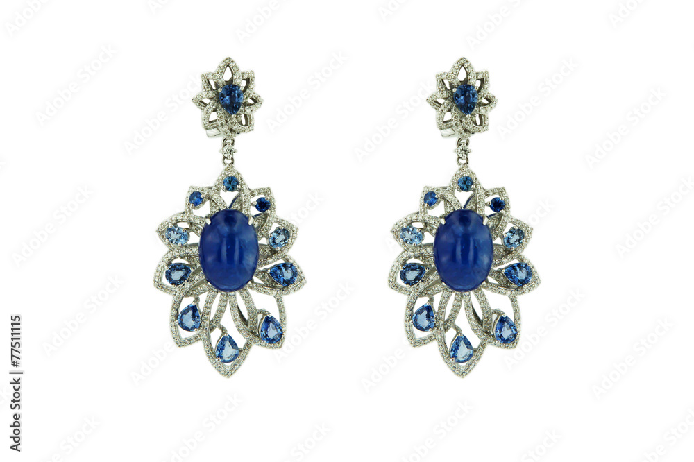 Earrings isolated on a white background Earrings isolated on a white background