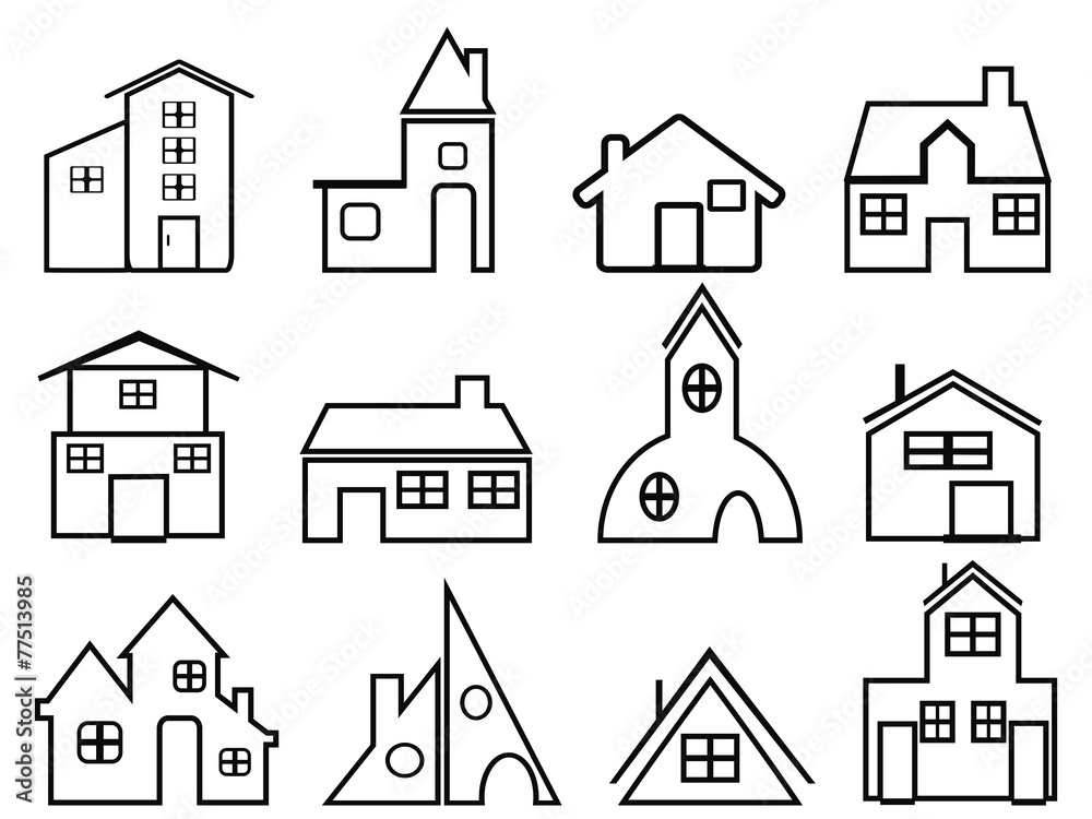 Fototapeta premium house outline icons