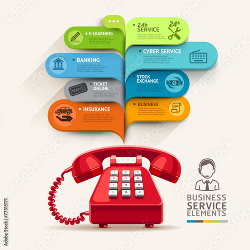 Business telephone with bubble infographics.