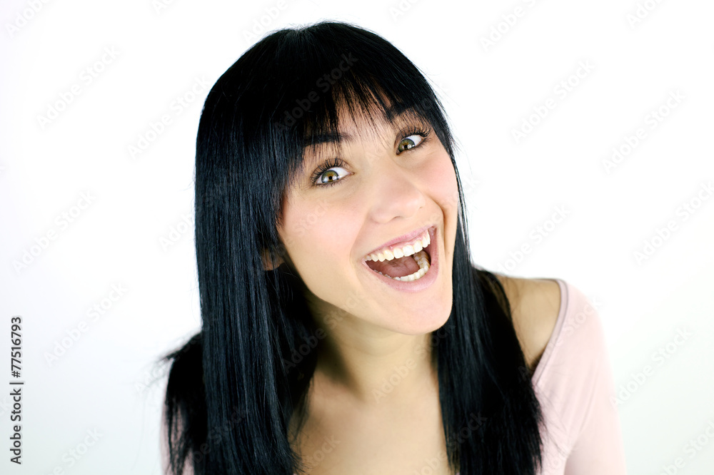 Happy cute fresh smile of girl laughing Happy cute fresh smile of girl laughing