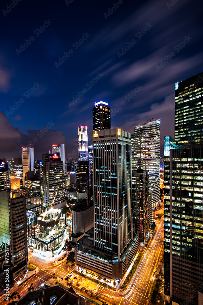 Naklejka premium Twilight business city Singapore