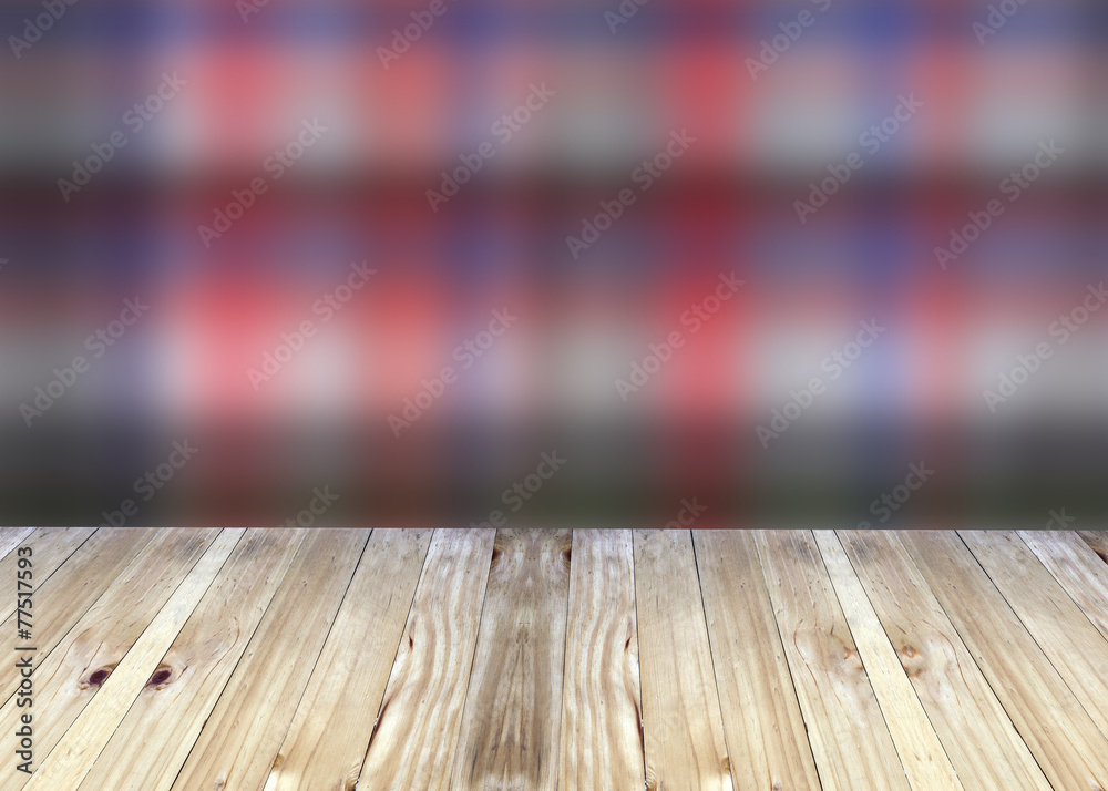 Broad planks and colorful blur background.