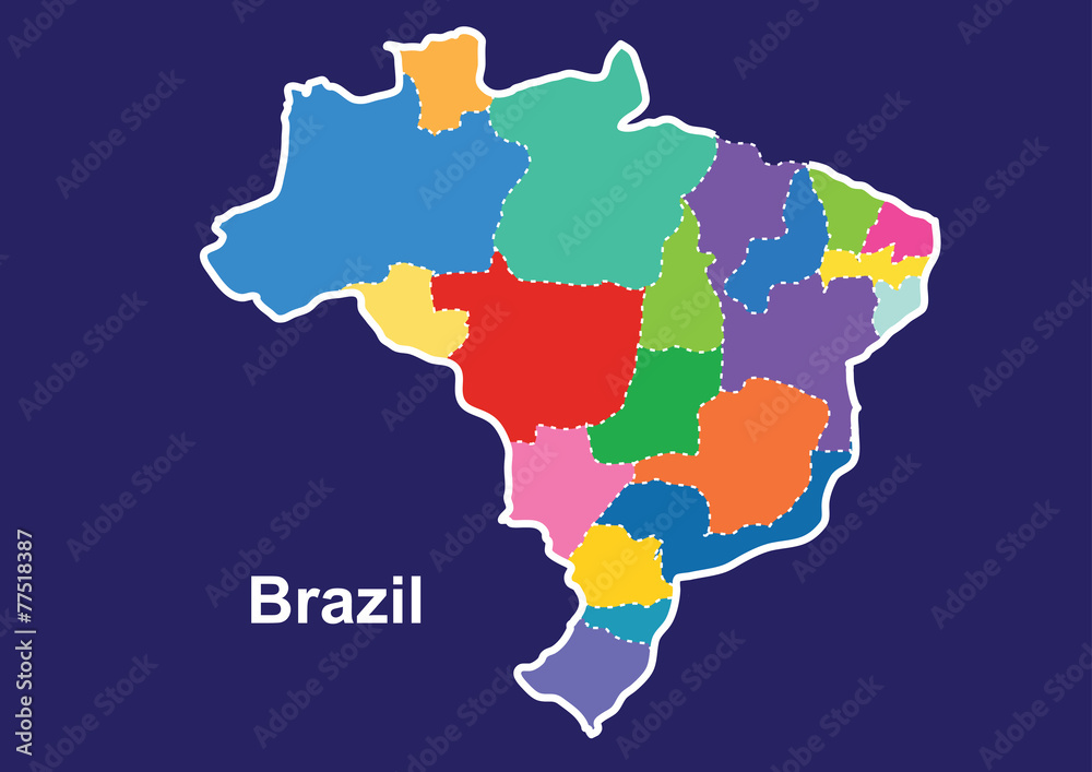 Brazil map with the cities, brazil vector