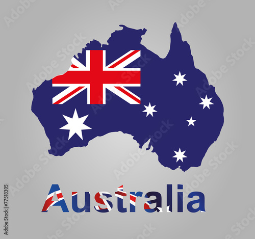 Australia map with flag inside