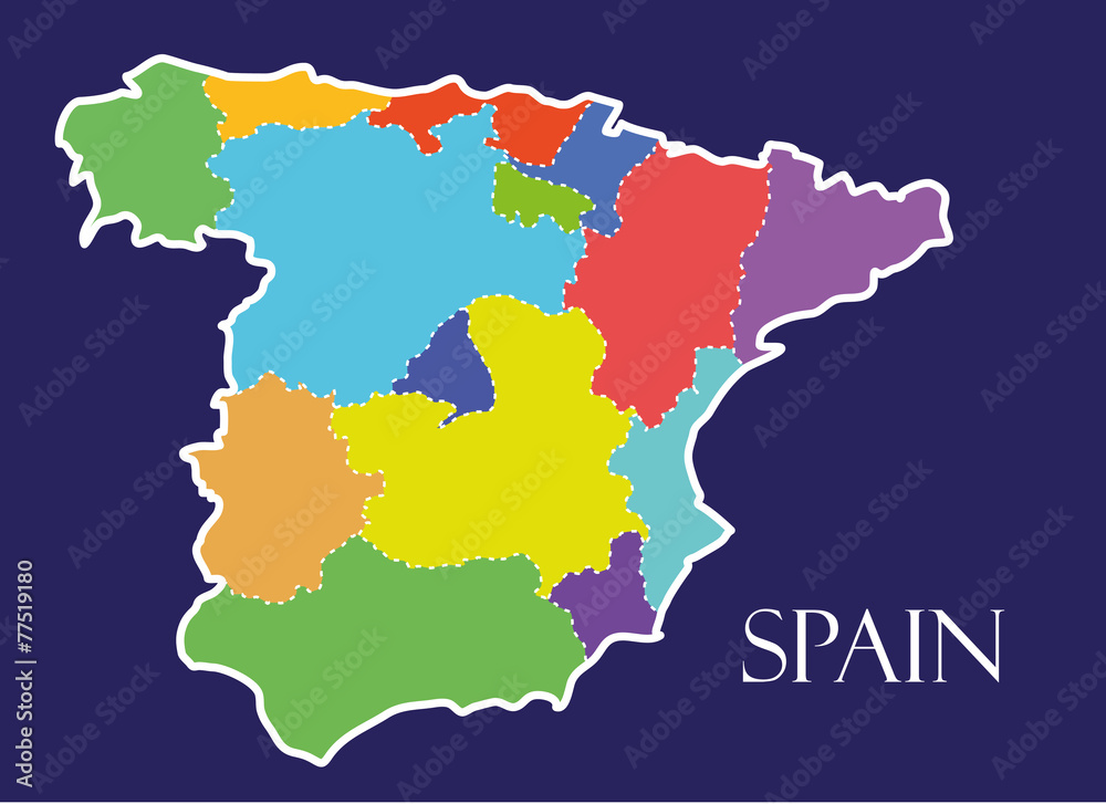 Spain map with flag inside, Spain map, Spain flag