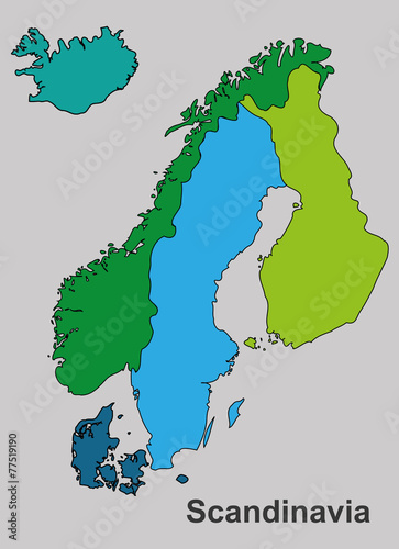 Scandinavian map,  Scandinavian vector, Scandinavian