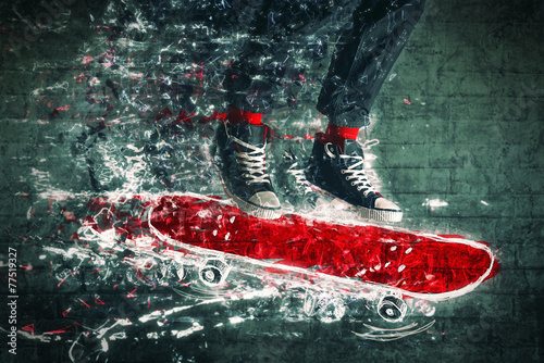 Skateboarder jumping
