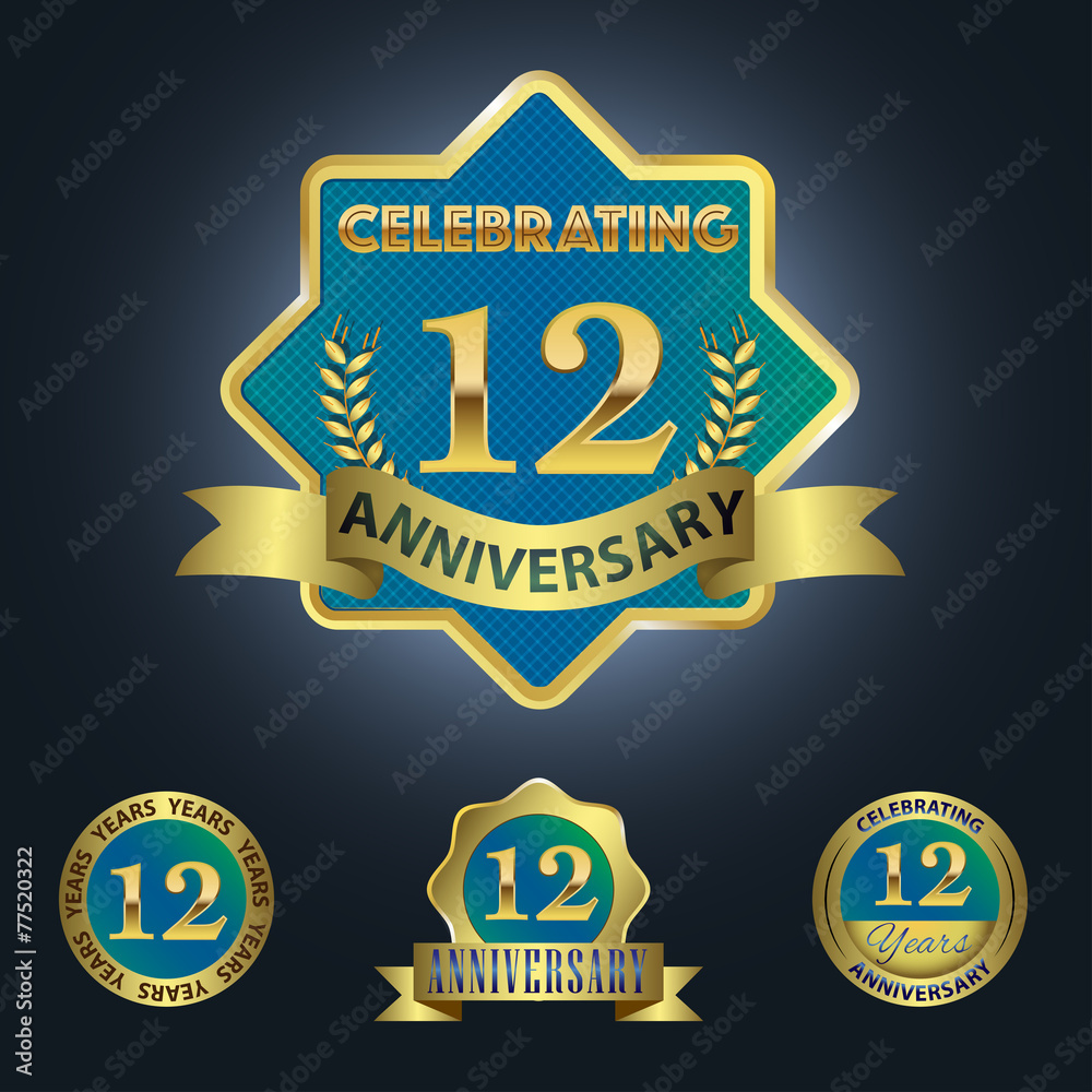 Celebrating 12 Years Anniversary - Blue seal with golden ribbon