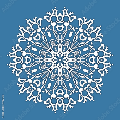 Abstract vector circle floral ornamental border.