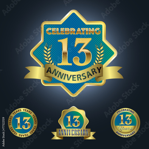 Celebrating 13 Years Anniversary - Blue seal with golden ribbon
