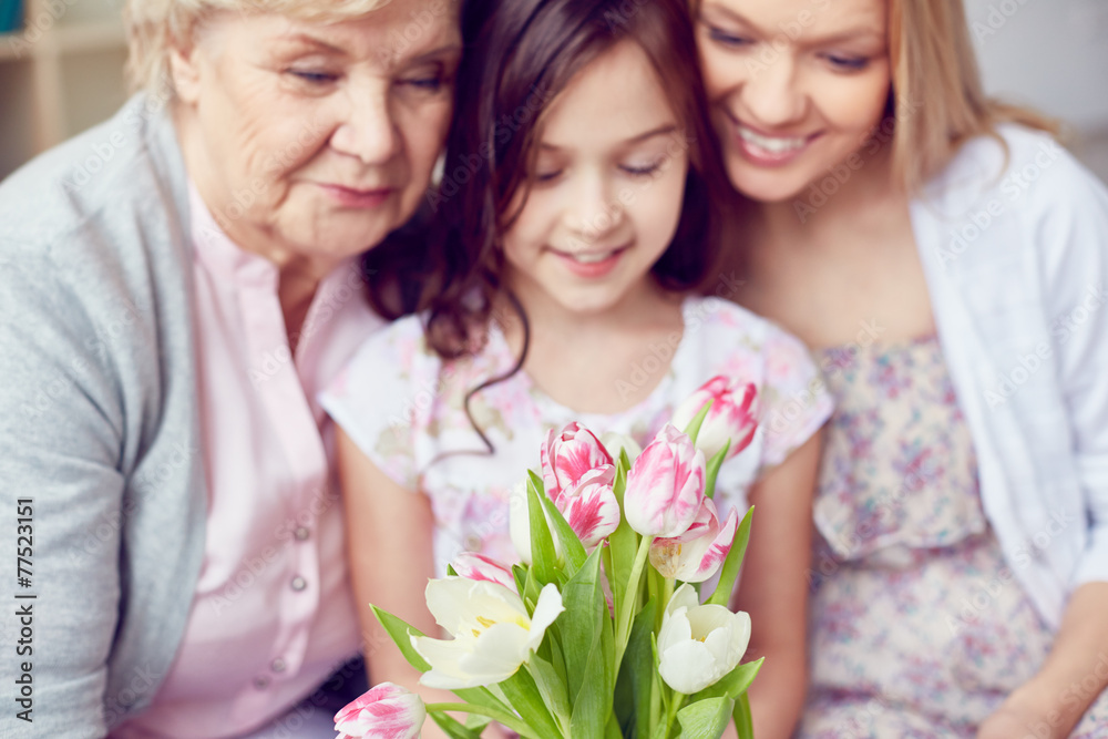 Looking at tulips Looking at tulips