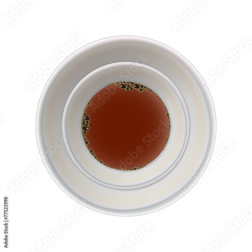 A cup of tea on a saucer on a white background vector