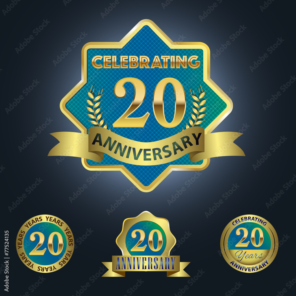 Celebrating 20 Years Anniversary - Blue seal with golden ribbon