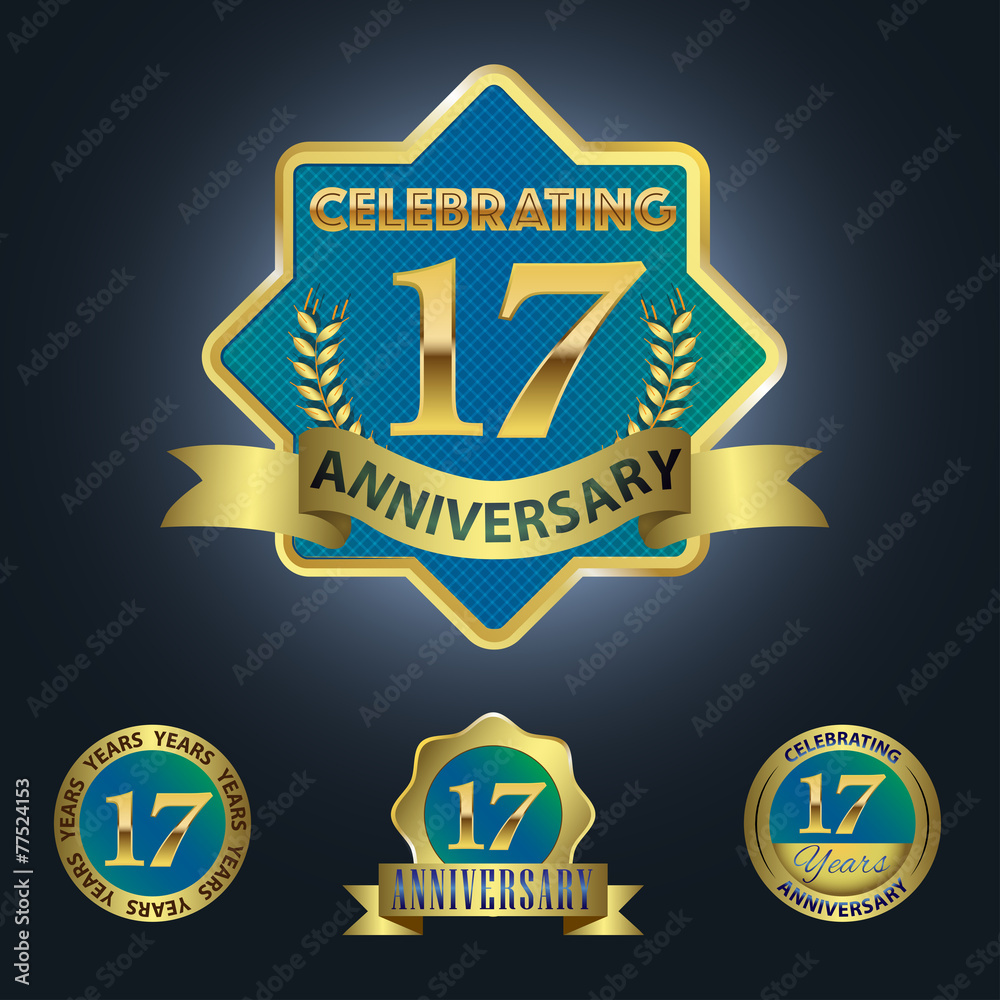 Celebrating 17 Years Anniversary - Blue seal with golden ribbon
