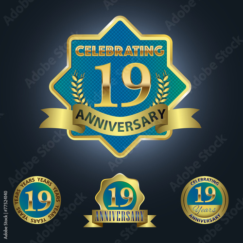 Celebrating 19 Years Anniversary - Blue seal with golden ribbon
