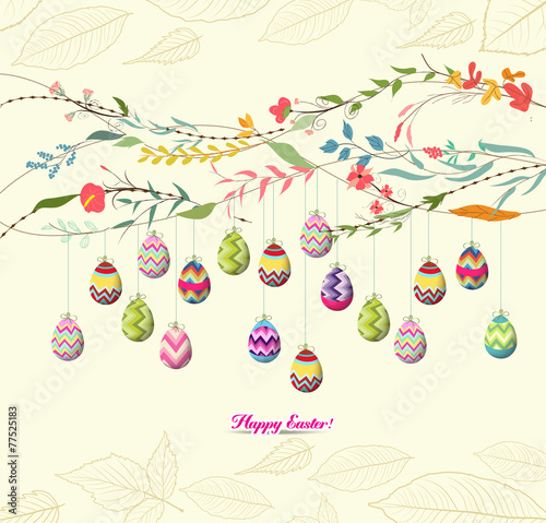 Wallpaper Mural easter eggs background with flowers Torontodigital.ca