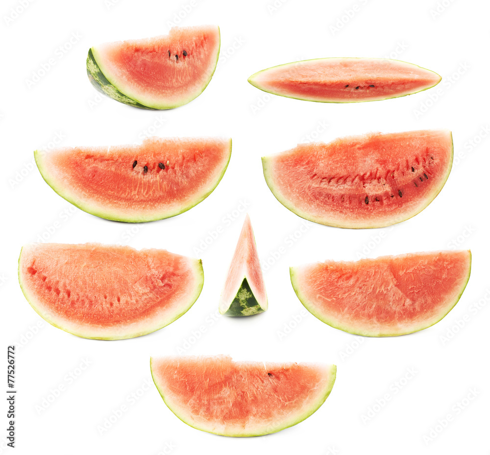 Slice of a watermelon fruit isolated Slice of a watermelon fruit isolated